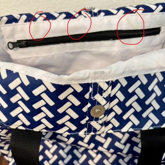Scout Navy and White Patterned Medium Tote with Detachable Black Strap - Picture 12 of 12